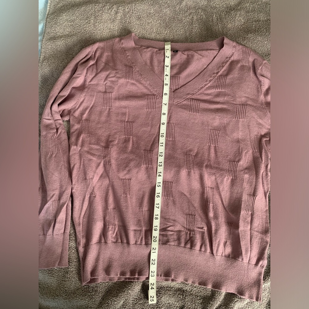 💜Arach & Cloz Sweater V Neck Casual Pullover Cozy Gray Purple - Size XL - Picture 8 of 10